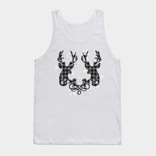 Buffalo Checked Reindeer & Snowflakes, Cute Winter Season Farmhouse Christmas Tank Top